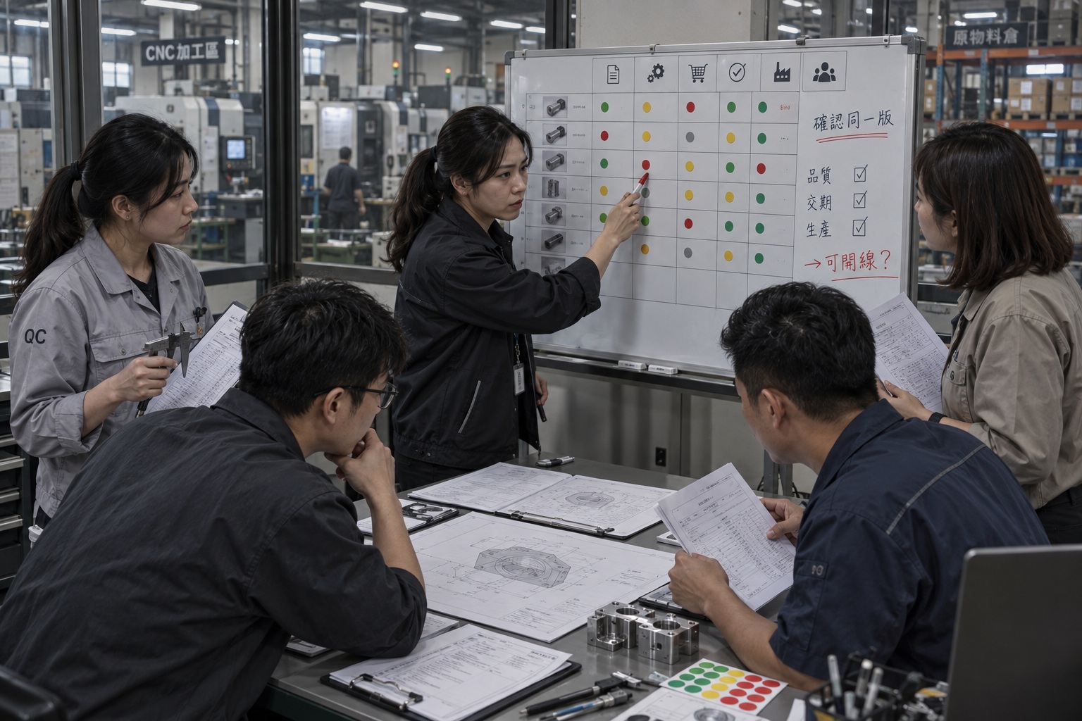 從 Excel、即時通訊、電子郵件、ERP 與報表等分散來源彙整成共同版本儀表板，呈現風險可視、成本可算、責任可追蹤的示意圖